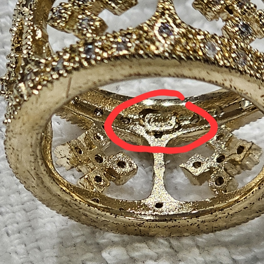 925 Gold Vermeil and Crystal Band Ring - Picture 12 of 16